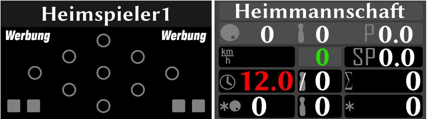 LED-Bildschirmanzeige mit Kegelbild und Mannschaftswertung